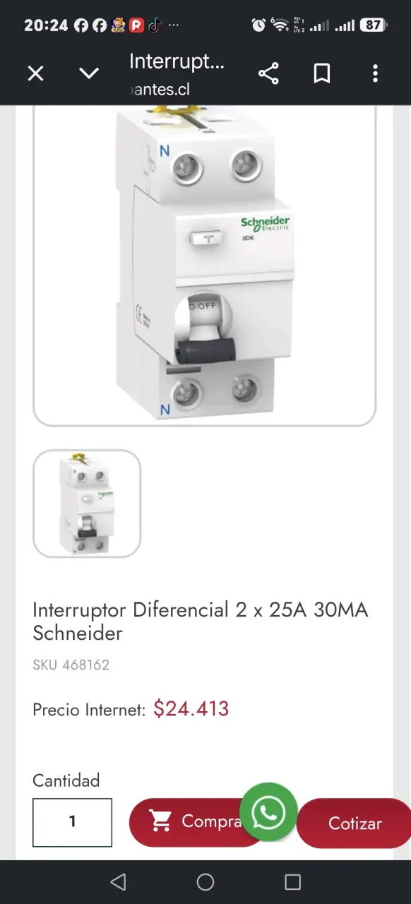 Interruptor diferencial Schneider Electric Acti 9 25A - 6
