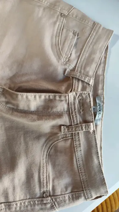 Pantalones beige de mezclilla Waldos - miniatura 1