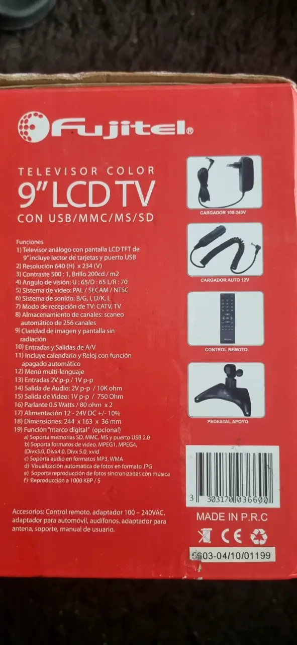 Televisor portátil Fujitel 9'' LCD con USB y SD - 2