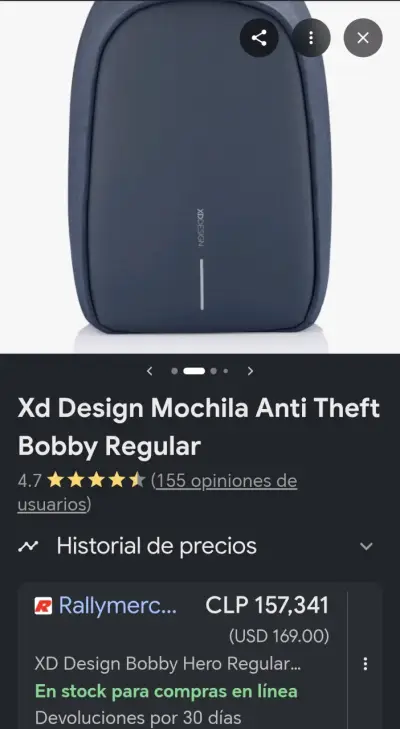Mochila Antirrobo Azul XD Design Bobby - miniatura 3