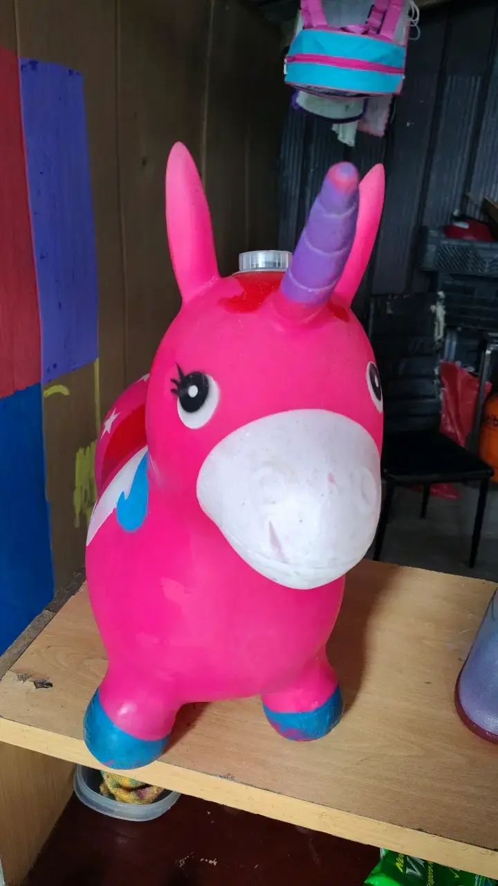 Juguete inflable unicornio rosa para niños - 3