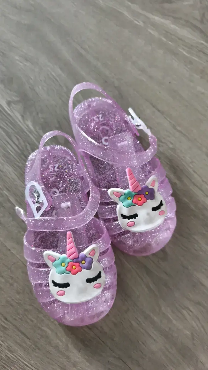 Sandalias de gel purpurina unicornio para niña - 1