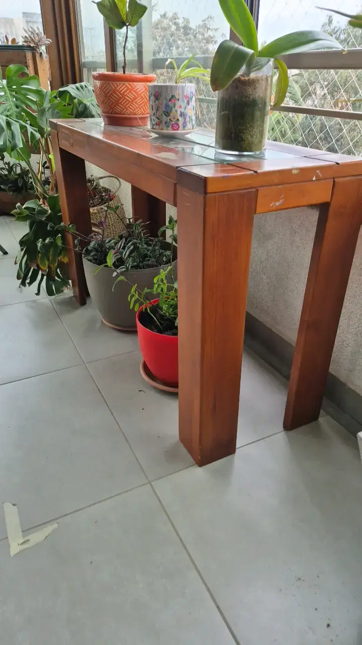 Mesa de Madera para Terraza con Vidrio - 2