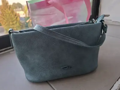 Cartera de cuero azul con correa ajustable SEI - miniatura 1
