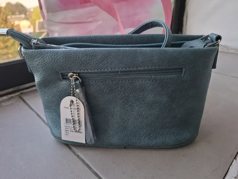 Cartera de cuero azul con correa ajustable SEI - 2