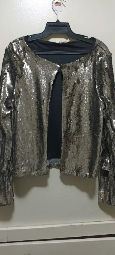 Chaqueta de lentejuelas plateada Americano - miniatura 1