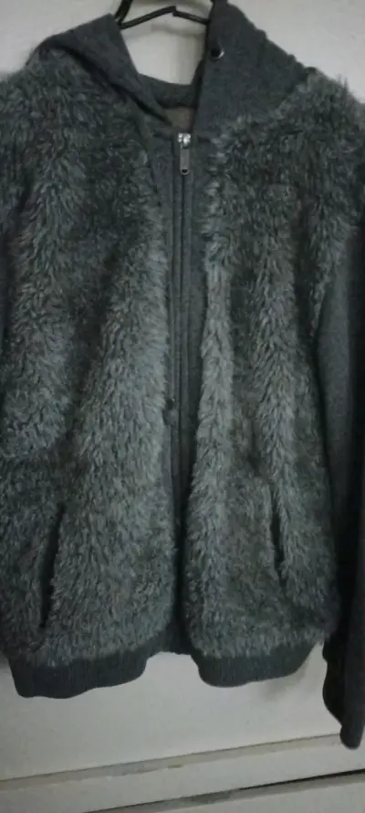Chaqueta de felpa gris con capucha Rollygo - miniatura 1