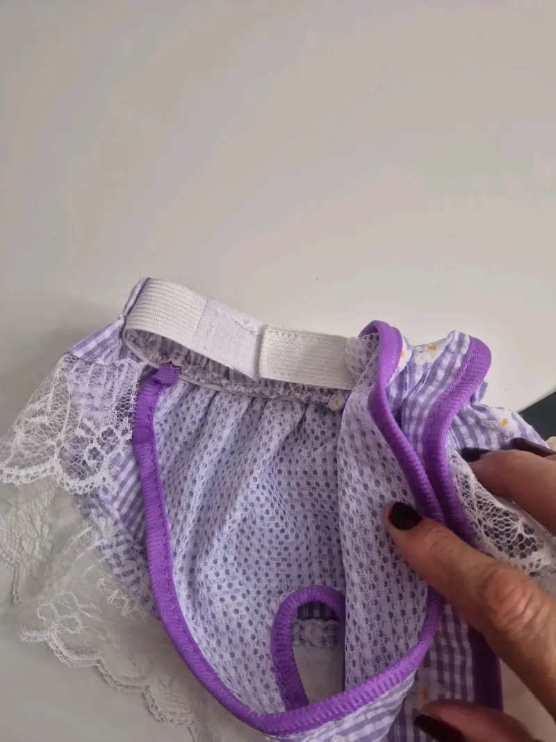 Calzón para celo con elasticado con encaje y lazo - 4