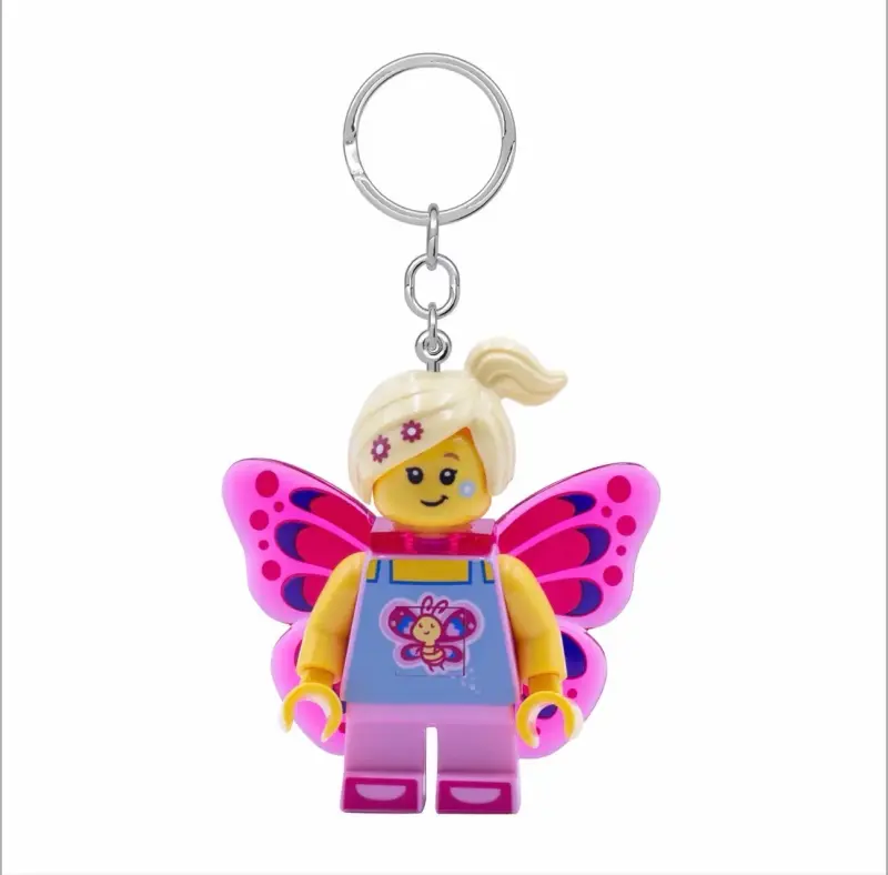 Llavero led mariposa LEGO con alas rosas