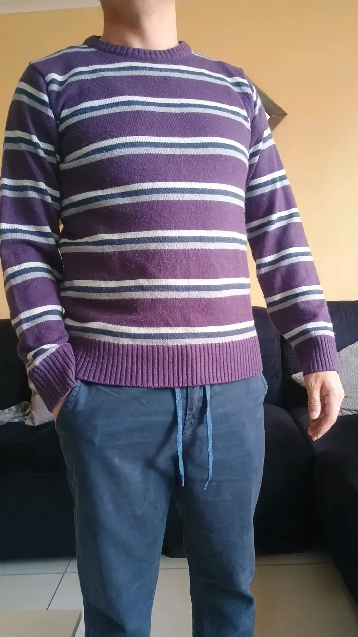 Suéter de rayas morado para hombre - 1
