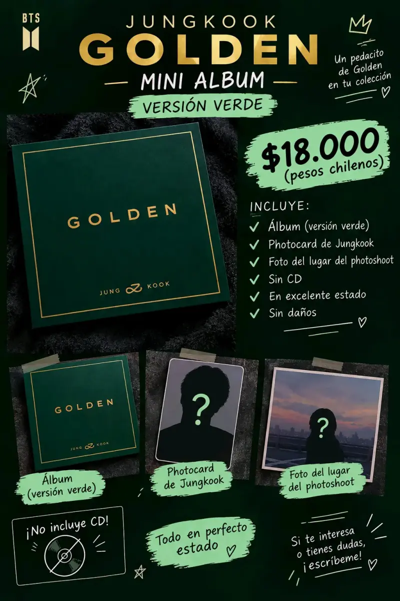 Mini álbum Golden versión verde de Jungkook