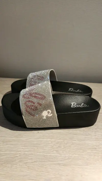 Sandalias Barbie Negras con Pedrería Talla 36 Nuev - miniatura 4