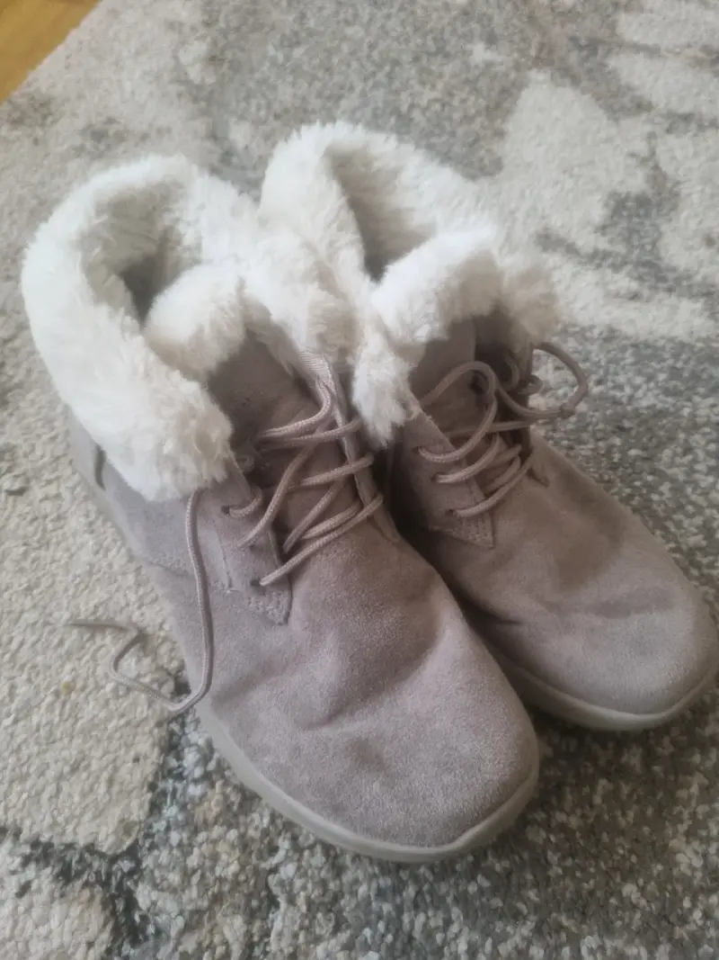 Botines de invierno gris con forro de felpa - 1