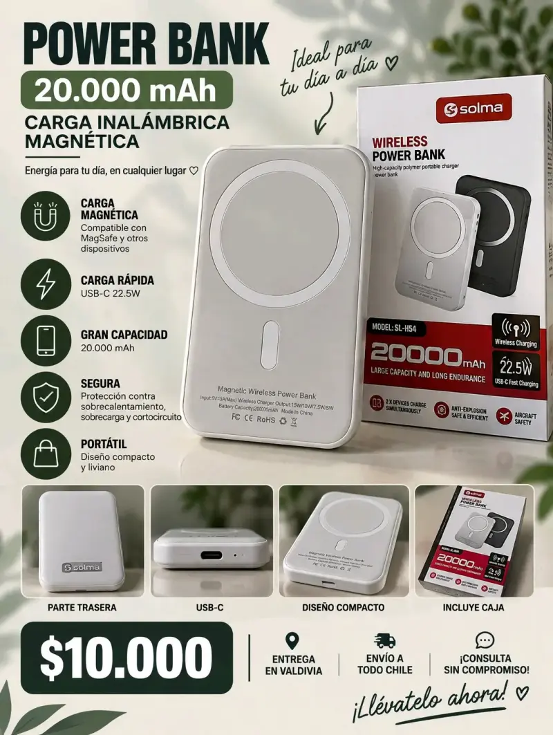 Power Bank Solma 20000mAh Carga Inalámbrica - 1
