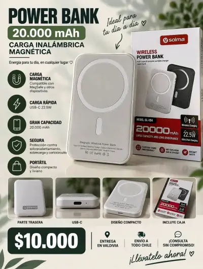 Power Bank Solma 20000mAh Carga Inalámbrica - miniatura 1