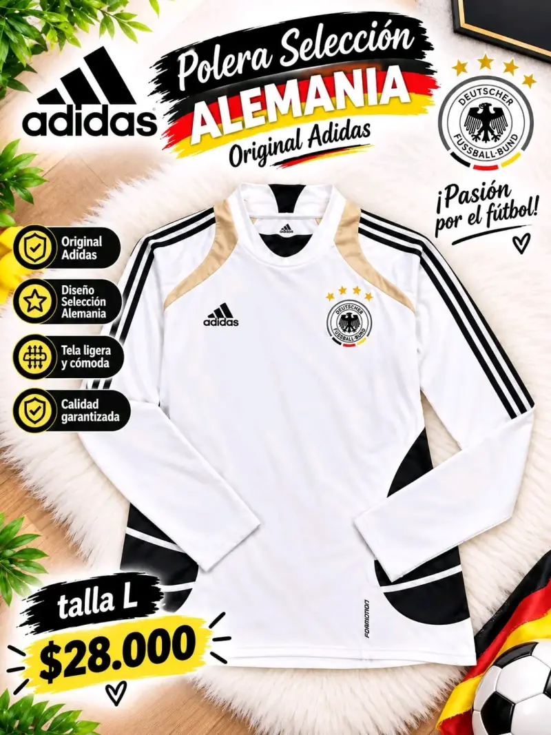 Polera Selección Alemania Original Adidas Talla L