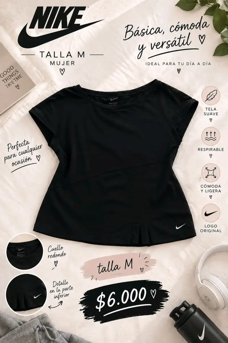 Polera Nike Mujer Negra Talla M