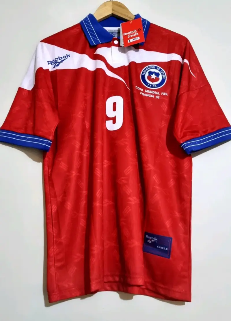 Camiseta Roja Reebok Chile Mundial 98 Zamorano - 1