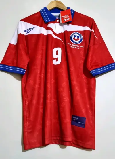 Camiseta Roja Reebok Chile Mundial 98 Zamorano - miniatura 1