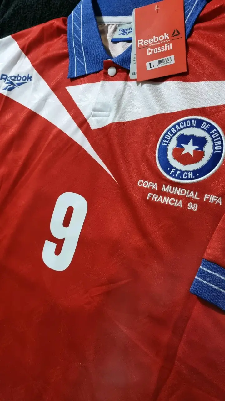 Camiseta Roja Reebok Chile Mundial 98 Zamorano - 3