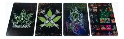 Set de Placas Decorativas Metálicas con Diseño de Hojas de Marihuana - miniatura 1