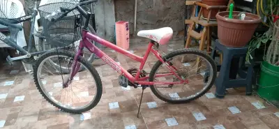 Bicicleta infantil rosada con canasto aro 24 - miniatura 2