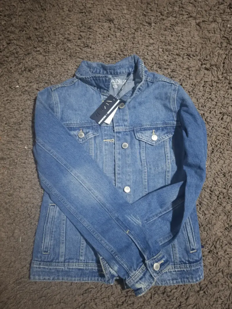 Chaqueta de mezclilla azul para mujer talla XS