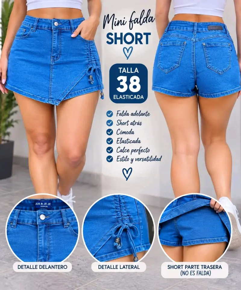 Mini falda short elástica talla 38