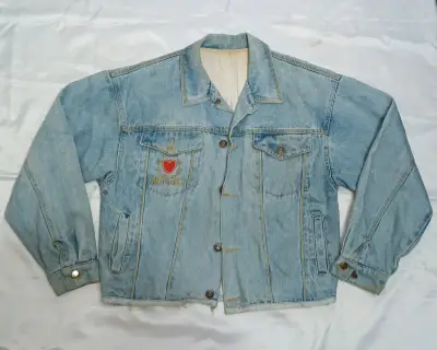 Chaqueta de mezclilla unisex con diseño bordado - miniatura 1