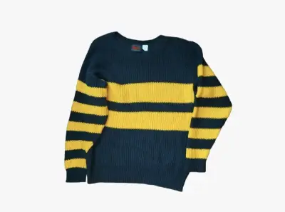 Suéter de rayas negro y amarillo unisex - miniatura 1