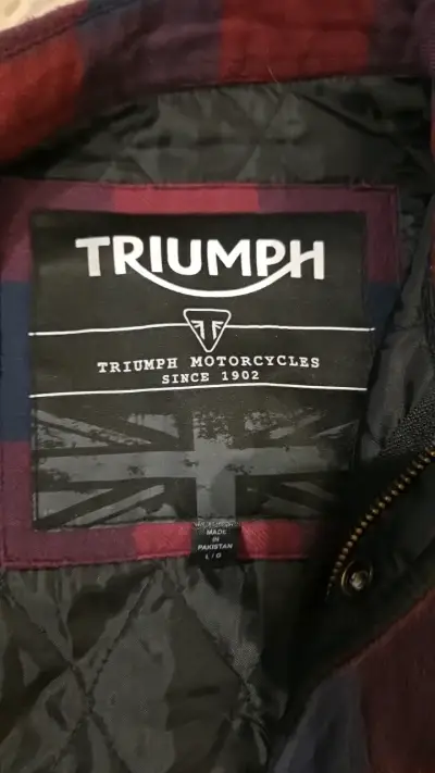 Chaqueta de moto Triumph a cuadros rojos y azules - miniatura 2