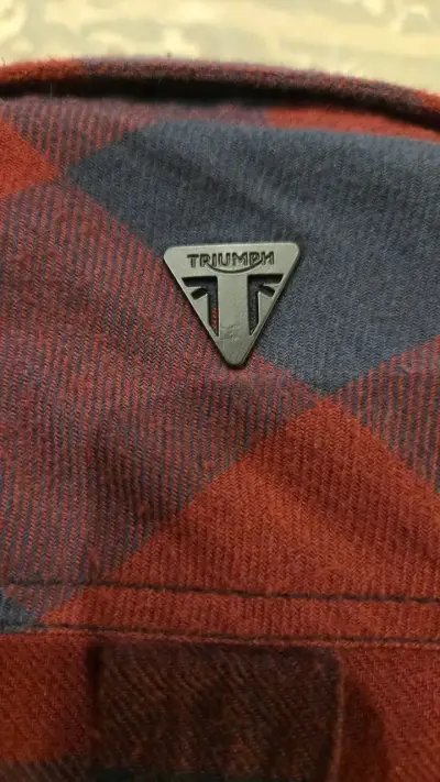 Chaqueta de moto Triumph a cuadros rojos y azules - miniatura 3