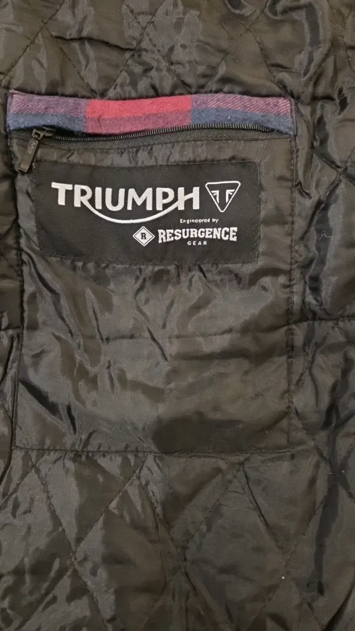 Chaqueta de moto Triumph a cuadros rojos y azules - 4
