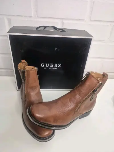 Botines de cuero Guess marrones con cierre - miniatura 1