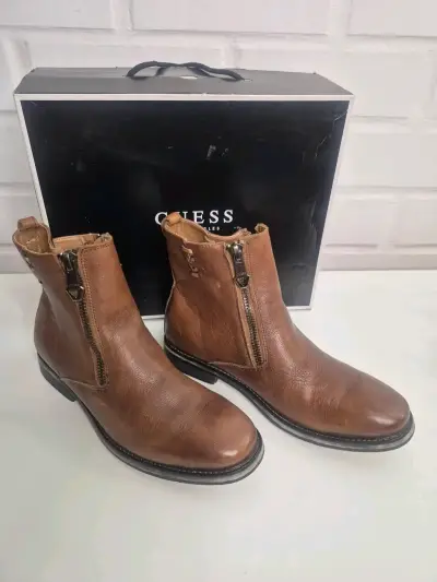 Botines de cuero Guess marrones con cierre - miniatura 2