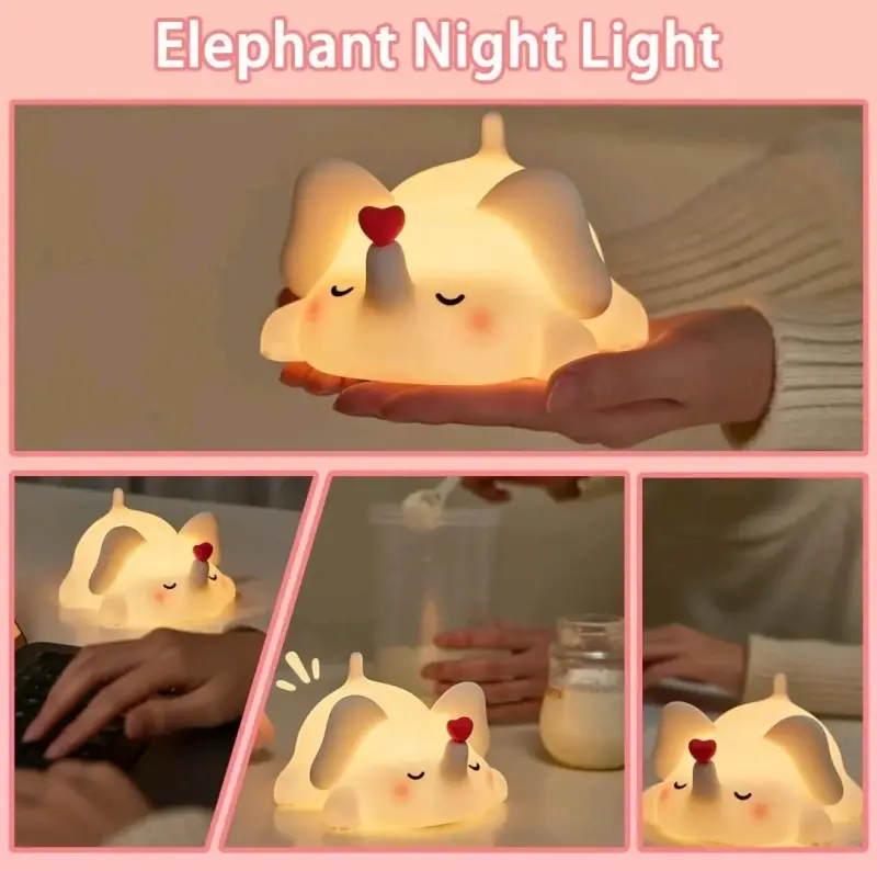 Lámpara de Noche Elefante de Silicona con Sensor - 1