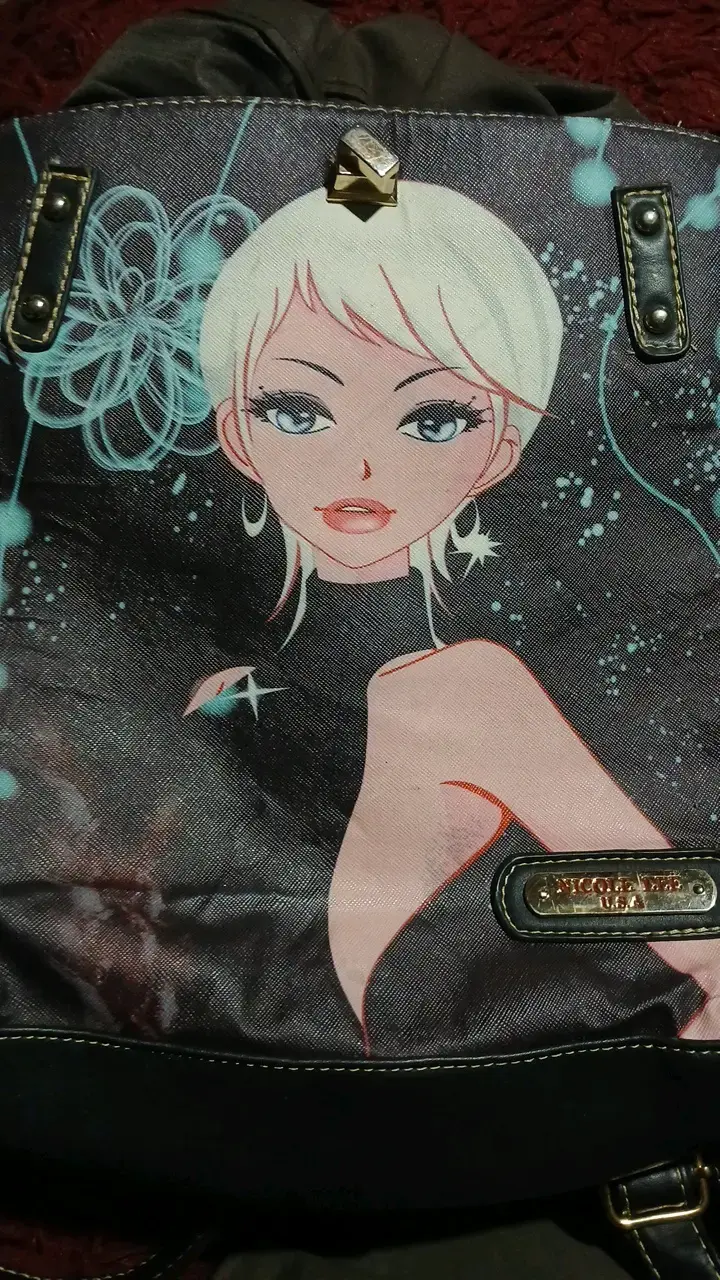 Bolso de mano con diseño de lunares y figura femenina - 2