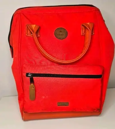 Mochila naranja con bolsillo frontal y asas - miniatura 1