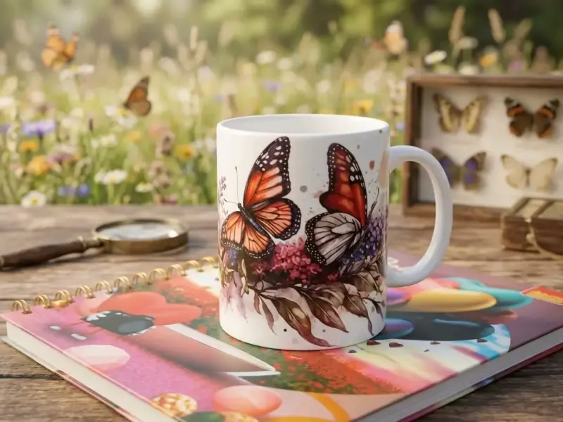Tazas de cerámica con diseños florales y de animales - 2