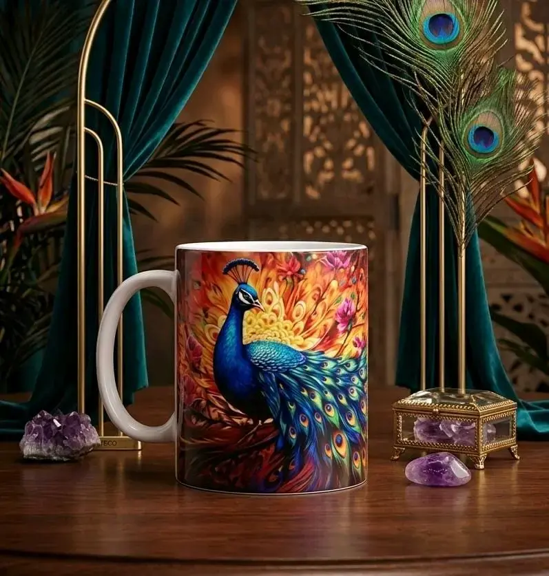 Tazas de cerámica con diseños florales y de animales - 3