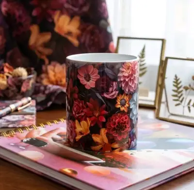 Tazas de cerámica con diseños florales y de animales - miniatura 4