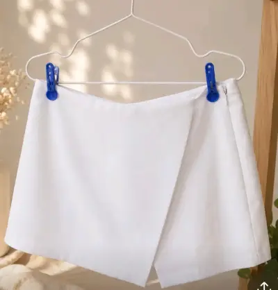 Falda corta blanca Zara de algodón - miniatura 1