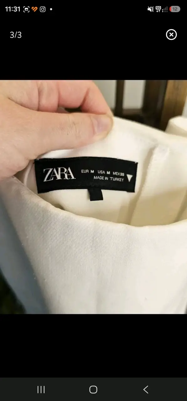 Falda corta blanca Zara de algodón - 3