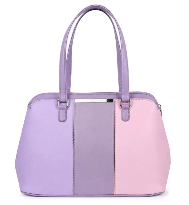 Bolso de mano tricolor lila y rosa - 1