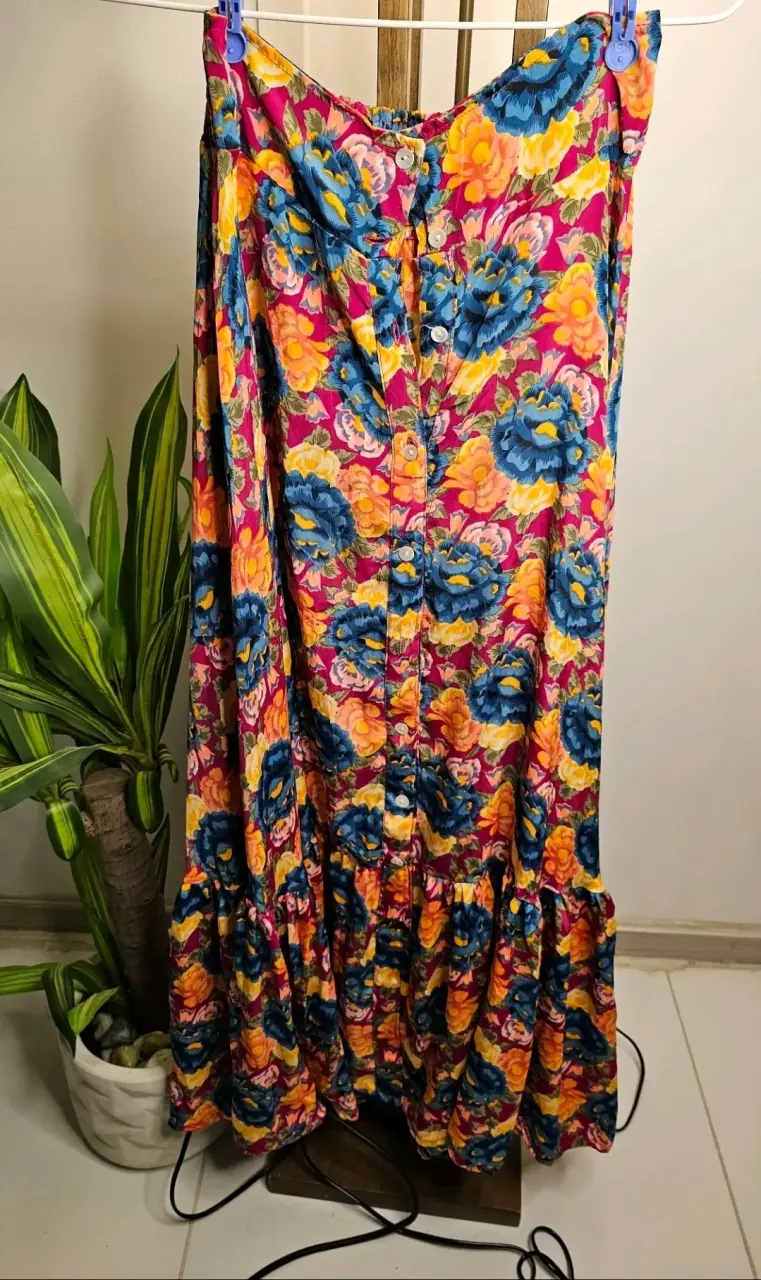 Falda larga floral colorida para mujer - 2