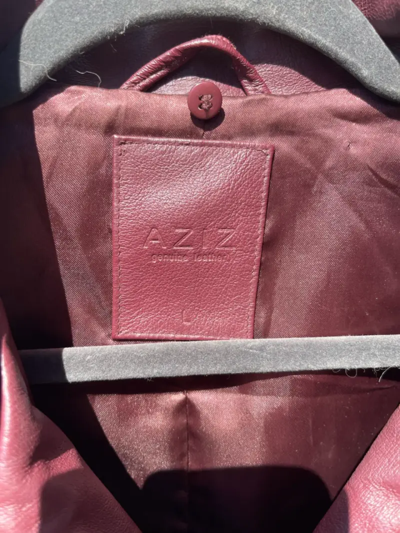 Chaqueta L de cuero burdeos para mujer marca Aziz - 2