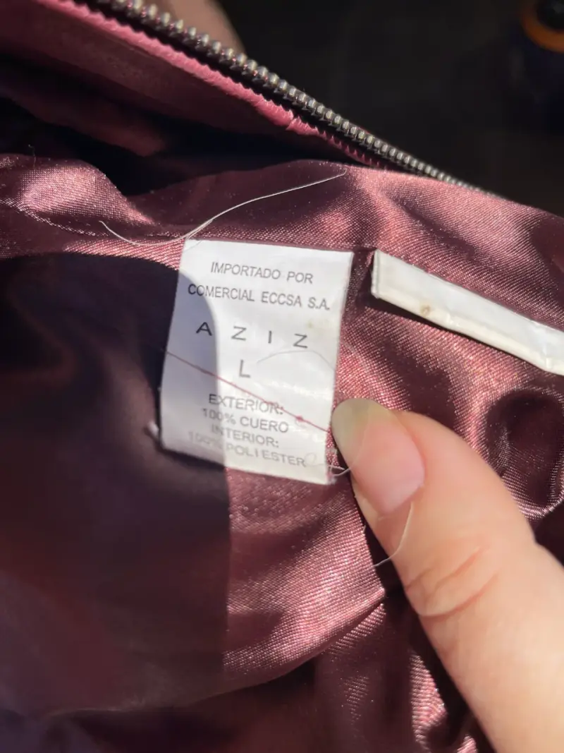 Chaqueta L de cuero burdeos para mujer marca Aziz - 3