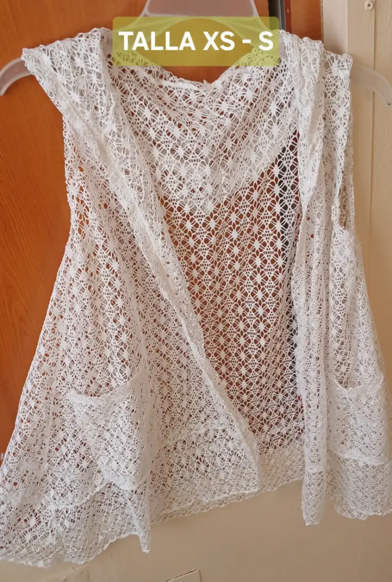 Chaleco de Encaje Blanco Talla XS-S