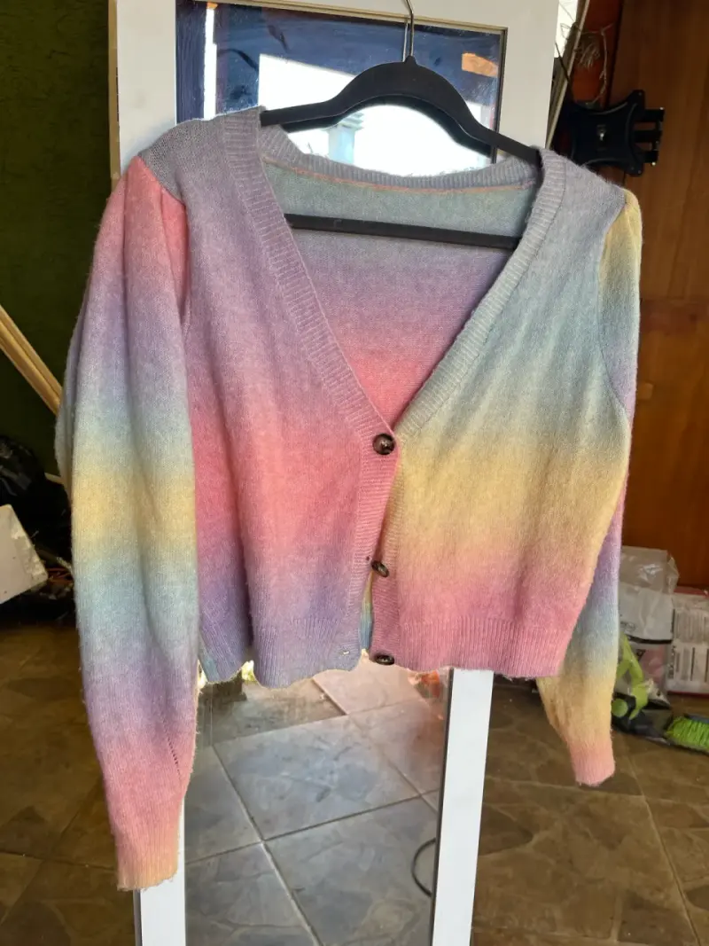 Chaleco de punto degradado multicolor para mujer - 1