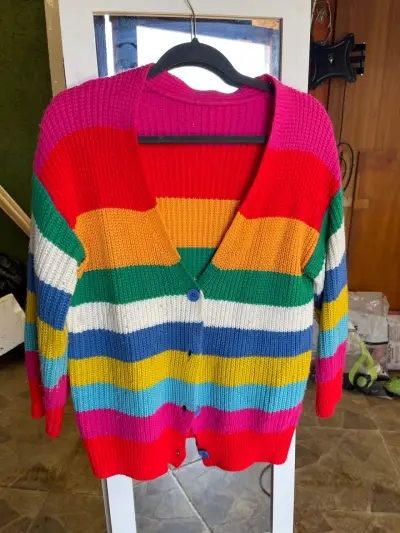Cardigan de rayas multicolor para mujer - miniatura 1